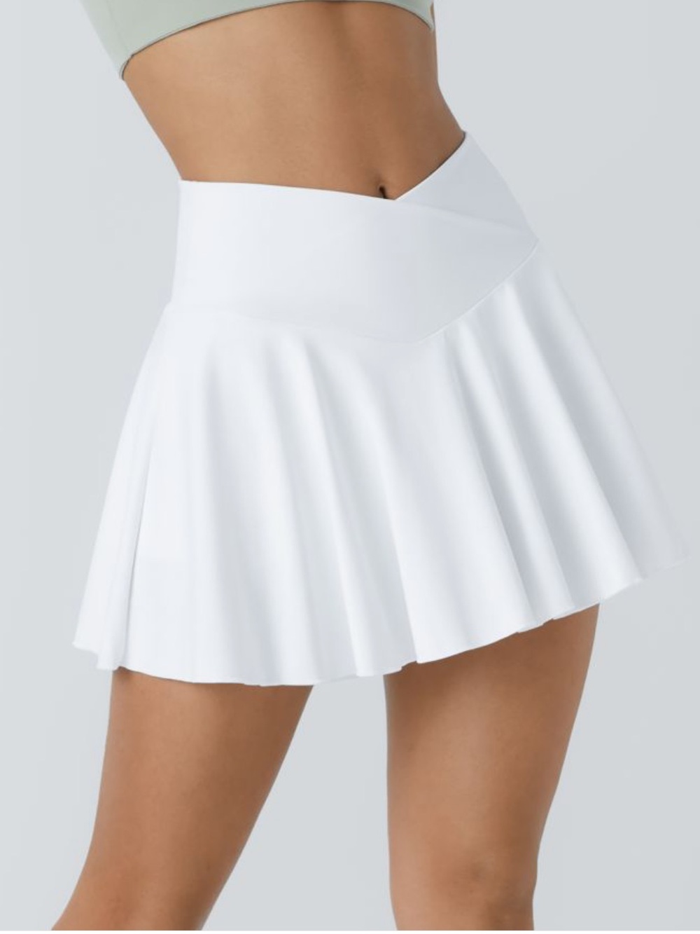 Halara Softly Zero Light Sage Green Golf Tennis Skirt w/ Crossover High Waist-S - Picture 8 of 10